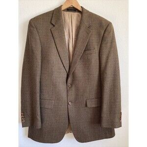 Lauren Ralph Lauren Lambswool Sport Coat LRL Brown Micro-Houndstooth Blazer 42L